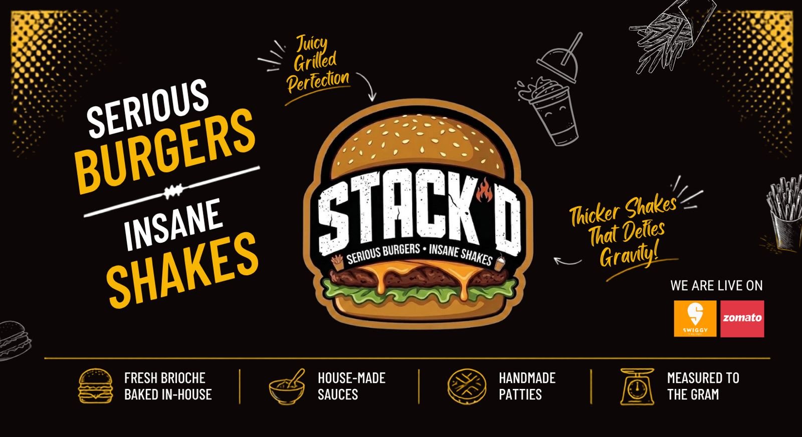 Stack'd Burgers — Serious burgers, insane shakes, straight from NIBM, Pune.